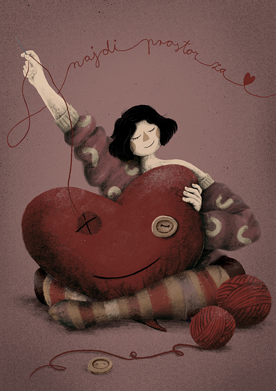 Find room for love be love be mine valentine big heart create love find love find room for love girl sewing give love illustration love illustration make love my love one love red heart room room for love sewing love share love valentine we are love