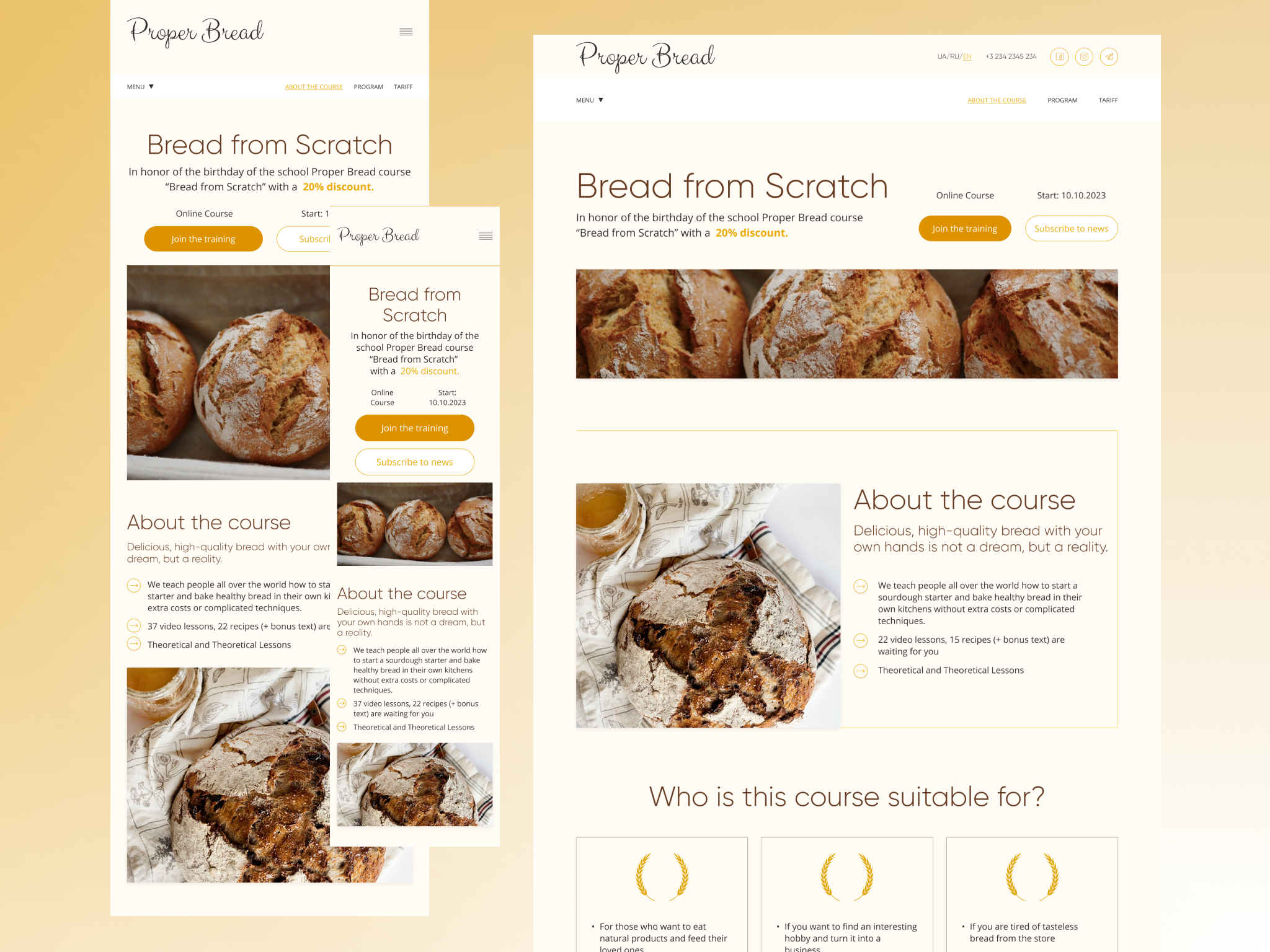 Landing Page for online baking school design graphic design ui ux web web design