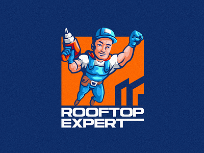rooftop expert logo branding design graphic design identity illustration logo mark rooftop expert logo tshirt vector