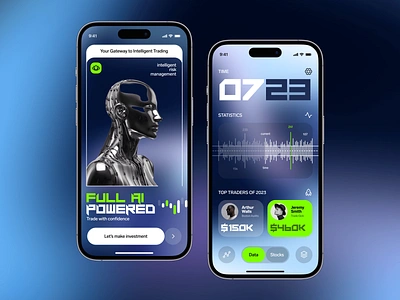 IntelTrade - Mobile App Concept 3d ai app clean concept cyborg dailyui design finance fintech future investment minimal mobile mobileapp money stocks trading ui ux