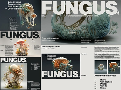 FUNGUS — 6 3d art direction branding design graphic design layout typography ui website