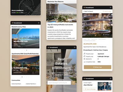 Real Estates Investment Mobile Website interface mobile ui