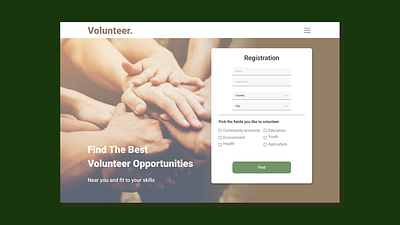 Volunteer website registration (after signing in) 001 dailyui registration volunteer