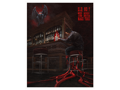 OLD NUMBER SEVEN band comic demon devil drink graphic art illustration lyrics music old number seven photoshop poster poster art pulp realism retro roots song the devil makes three whiskey