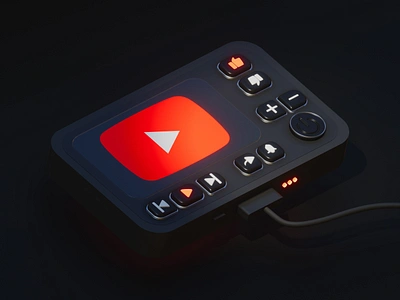 3D Youtube Device 3d 3d art 3d device 3d gadget 3d model 3d player 3d youtube gadget app audio branding button concept dark graphic design minimal neumorphic render skeumorphism ui youtube