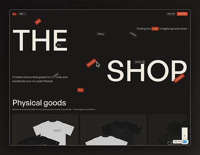 The Shop at No-Code Supply Co. code design ecommerce framer merch no code shop t shirts web design webflow