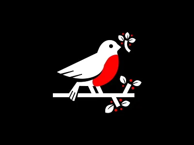 Cherry Robin art bird branch branding cherries cherry concept design digital graphic graphic design illustration logo logo concept peace red robin sparrow vector white