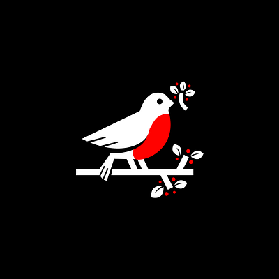 Cherry Robin art bird branch branding cherries cherry concept design digital graphic graphic design illustration logo logo concept peace red robin sparrow vector white
