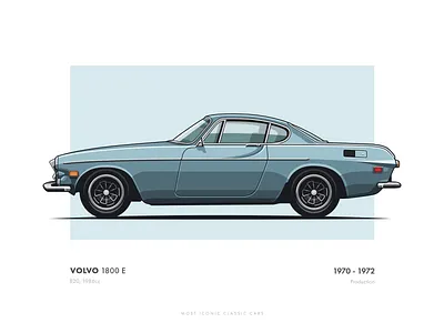 Vovlo 1800 E bucket cars cartoon clean design flat hotwheels illustration minimalistic slick vector volvo