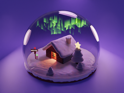 Christmas under the Northern Lights 3d 3d animation 3dchristmas 3dscene animation aurora blender christmas christmasmagic creative design illustration lowpoly lowpolyscene magic northernlights render snow snowglobe ui