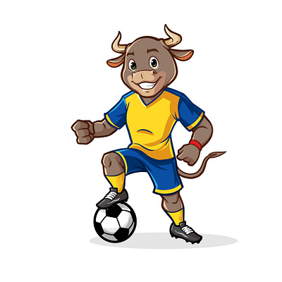 Soccer Bull mascot ball branding bull character design cow football graphic design horn logo mascot soccer