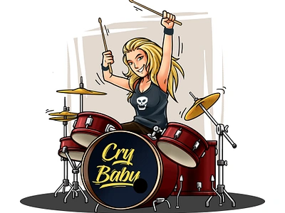 Drummer Girl band branding drum drummer girl graphic design logo