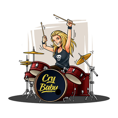 Drummer Girl band branding drum drummer girl graphic design logo