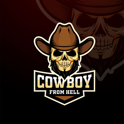 cowboy skull branding cowboy gold graphic design illustration logo skull