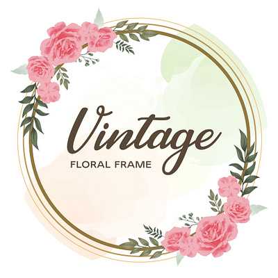 watercolor floral frame branding design floral gold graphic design illustration vector