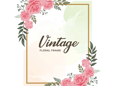 watercolor floral frame branding classic design feminine floral gold graphic design illustration square vintage watercolor