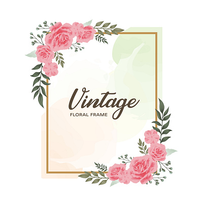 watercolor floral frame branding classic design feminine floral gold graphic design illustration square vintage watercolor