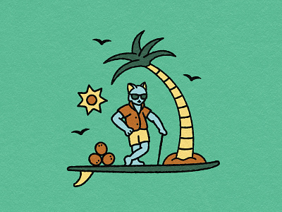 caribbean cat art beer bird board can cane caribbean cat chill coconut cool drawing feline illustration label palm prince sun surf tree