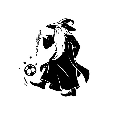 wizard blackandwhite branding football graphic design logo magic monochrome old soccer wizard