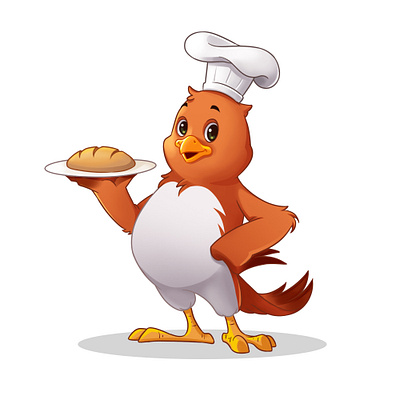 cute bird chef bird branding bread chef chibi cute design graphic design illustration kitchen logo