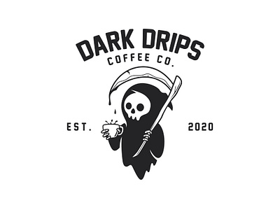 coffee logo angle of death branding coffee drips graphic design logo monochrome reaper