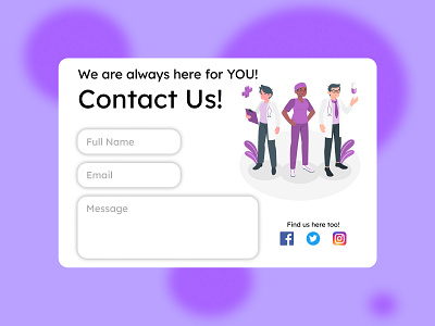 Daily UI Challenge #028 Contact Us 028 3d adobe animation branding contact us daily challnege daily ui day 28 design figma for hire graphic design healthcare hire junior motion graphics simple ui ux