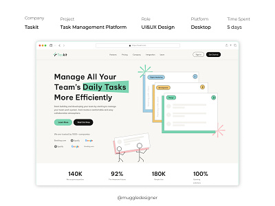 Taskit - Task Management Platform by Muggle Designer 3d animation branding design graphic design illustration logo motion graphics ui vector