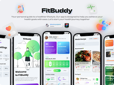 FitBuddy Mobile Design - Sitiaisha desain aplikasi figma fitbuddy fitness fitness mobile free design health health ui kebugaran mobile design olahraga sitiaisha sitiaisha ui