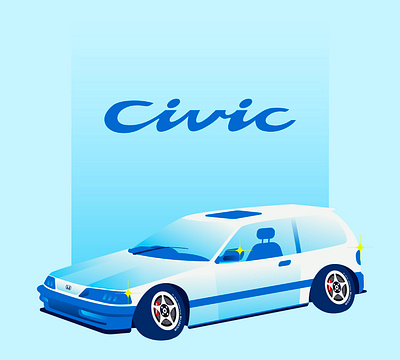 Old Civic ED Hatchback Flat Illustration car civic graphicdesign illustration vector