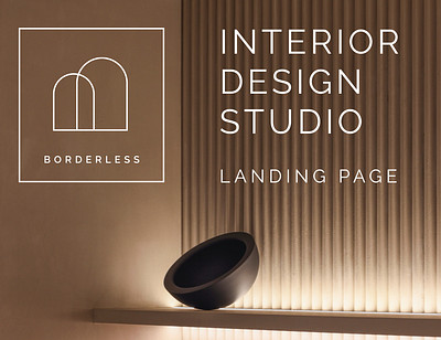 Landing page for BORDERLESS - interior design studio adaptation beige brutalism comfort design elegance figma interior design logo mobile modern responsive studio ui uiux ux web design