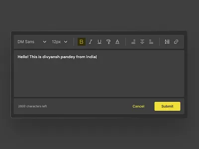 Rich Text Editor - Dark theme cms dark mode dark theme design product design saas text text editor typography ui ux