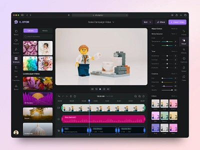 Video Editor Dashboard Design clean dashboard dashboard design editor editor dashboard editor tools effect menu filter minimal new shot photo editor product design ui ui design uiux video video edit video editor dashboard video filter video maker