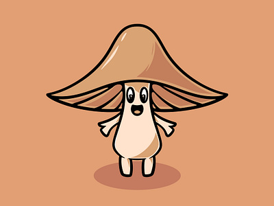 Happy Portobello Mushroom Cartoon Illustration healthy