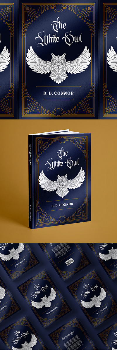 The White Owl - Book Cover art deco blackletter book cover branding editorial geometric graphic design illustration line lineart logo magazine minimal monoline ornament owl pattern poster print vector