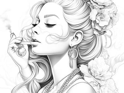 Stoner 15 adult coloring ai generated black and white cannabis coloring coloring page illustration marijuana coloring printable coloring sexy coloring stoner girl coloring stoner princess