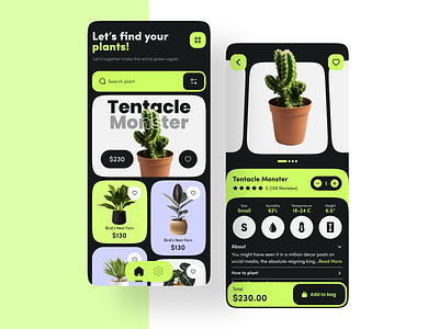 Plant Shop App add to cart clean design ecommerce figam green ios minimal mobile app plants shop shopping app store ui ui ux