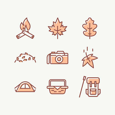 Autumn Icons Set icon vector poster