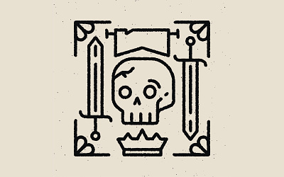 Skull&Sword crown design graphic design icon illustration line logo skull sword