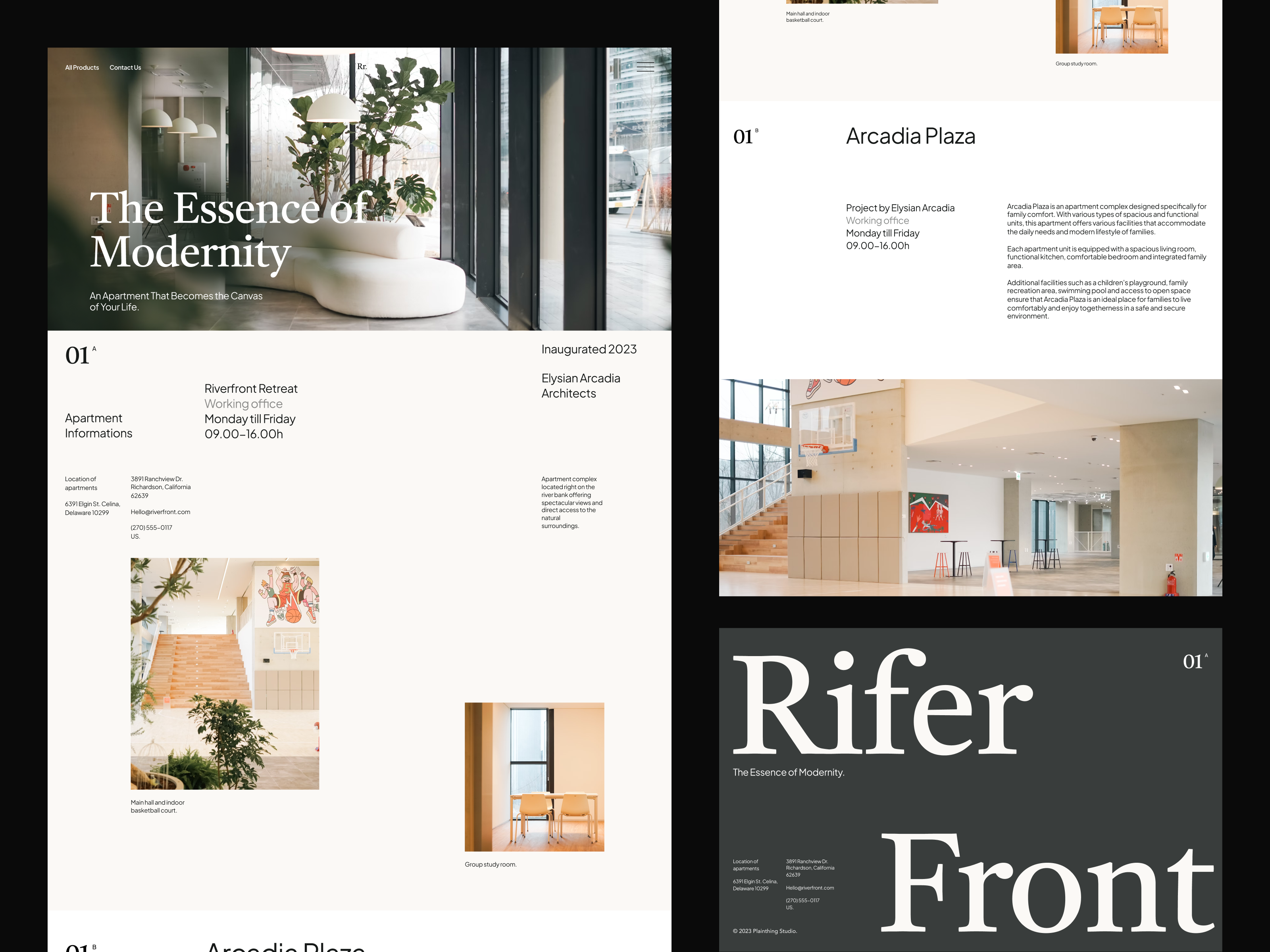 Riverfront Real Estate Landing Page apartment architect architecture booking branding clean design discover header hotel landing page minimalist popular real estate ui ui design ui visual design uiux web design website