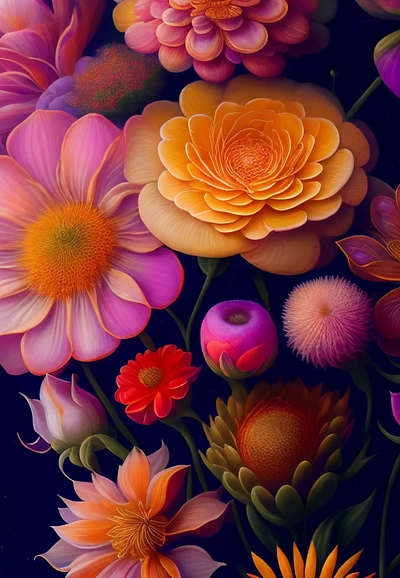 an ultra hd detailed paintings of many different types of flower ai animation behance design deviantart digital digitalart graphic design illustration meta metaverse motion graphics web3