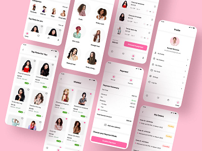 Hair Wigs & Extensions App 👩‍🦰 app design app design ui ux appdesigner branding graphic design hair extensions application hair salon app logo mobile app mobile app design mobile ui ui uiuxdesign userinterface wigs wigs app design wordpress