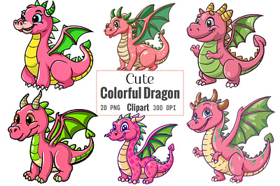 Cute Colorful Dragon Clipart animal clipart