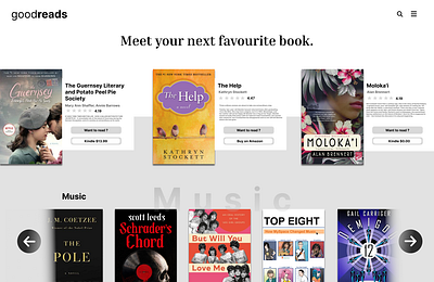 GoodReads website redesigned using Figma figma ui ux