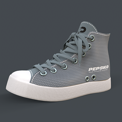 Canvas & Leather High-Top Sneaker 3d 3dshoe animation boots branding canvas fashiondesign footwear gameart hikingshoes leathersneaker nike pepsko productdesign props sneakers winterfashion wintershoes