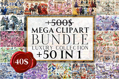 Clipart Bundle -50 in 1 Big Set 2024 pumpkin all in one buy autumn poster clipart set collection font fall collection flower bundle mystic new year 2023 sale scrapbook ephemera seasonal decorations sublimation designs vintage png watercolor background watercolor bundle watercolor clipart watercolor floral watercolor flower watercolor flower bundle