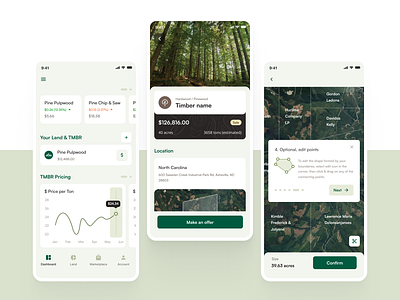 Timber Turnover Management App app application chart design green interface management map market platform timber ui ux woods