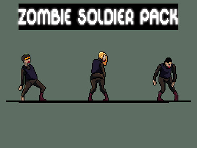 Soldier Zombie Character Sprite Sheets Pixel Art 2d art asset assets character fantasy game game assets gamedev indie indie game pixel pixelart rpg set soldier sprite sprites spritesheet zombie
