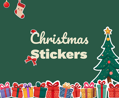Free Christmas Stickers! christmas christmas tree design free holiday illustration new year sticker pack stickers vector