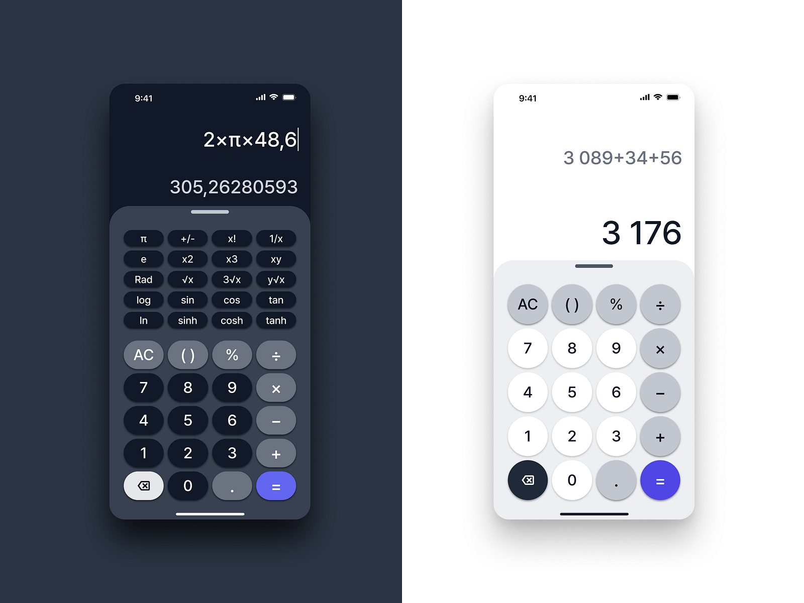 Contrasting Calculator UI: Light vs Dark Theme by Tanguy Desurmont on ...