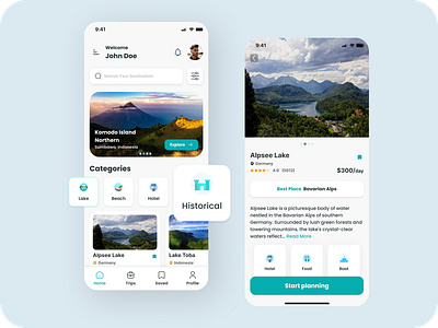 Travel Planner App card ios app mobile app tour travel travel app travel planner trip ui